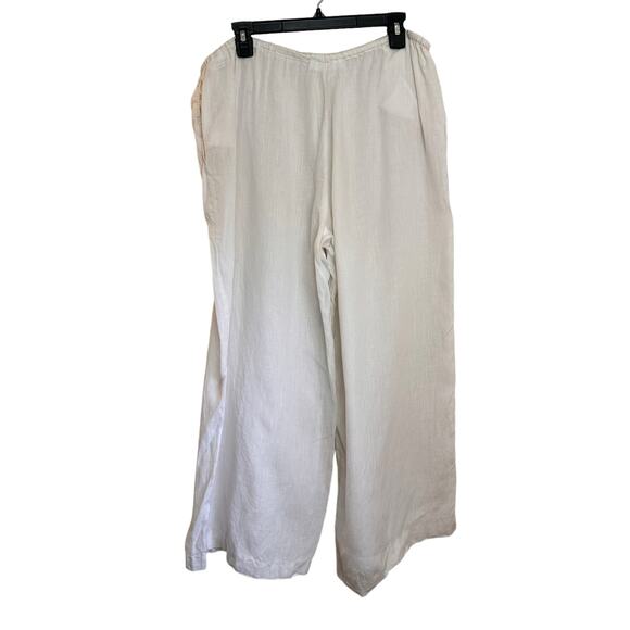 Nicole Farhi White Wide Leg Drawstring Short Linen Pants sz 12 EUC - Picture 2 of 6